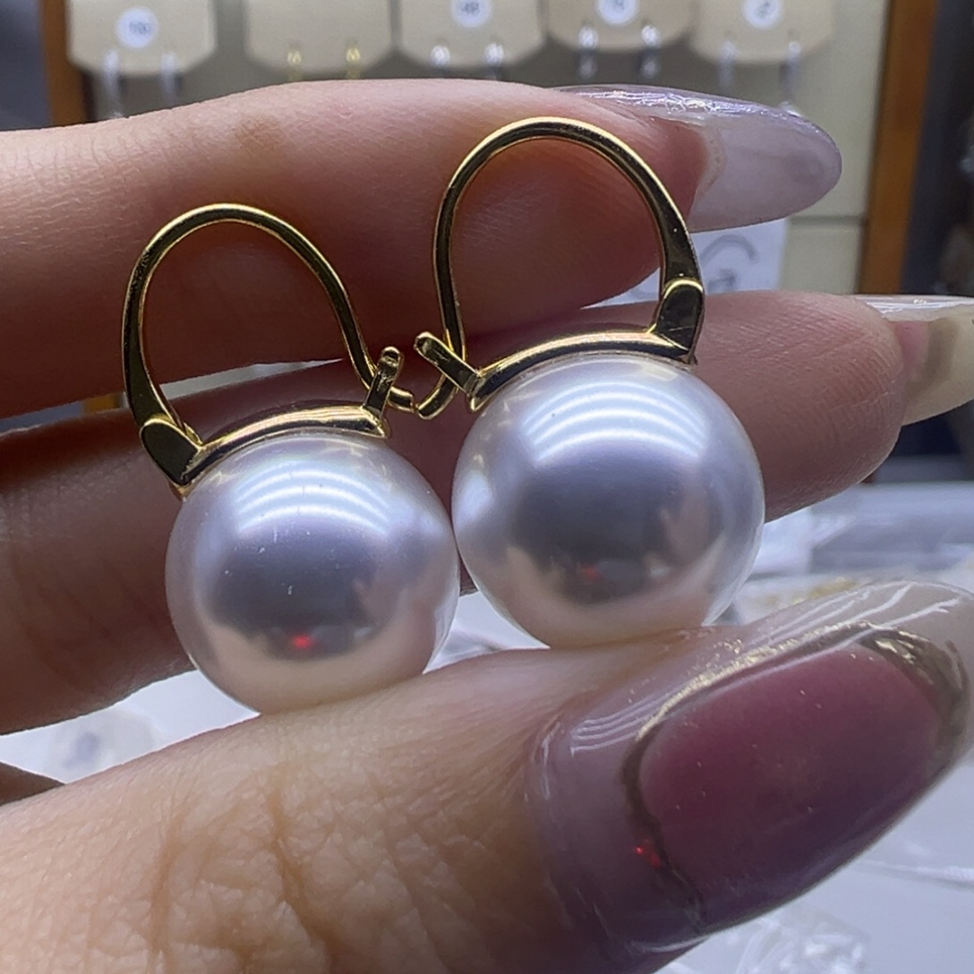 银S925镶嵌耳饰淡水珍珠