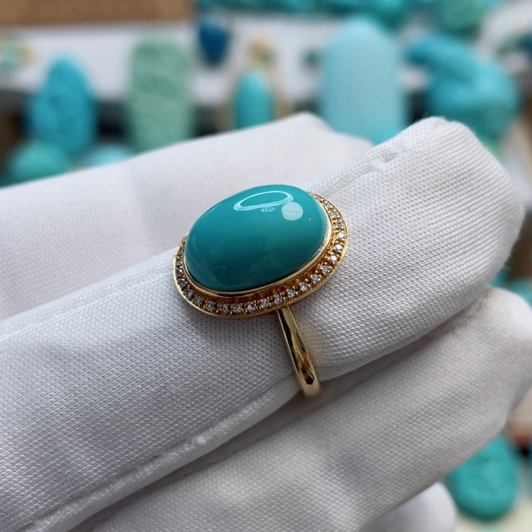 绿松石珠宝奇石18K金镶嵌