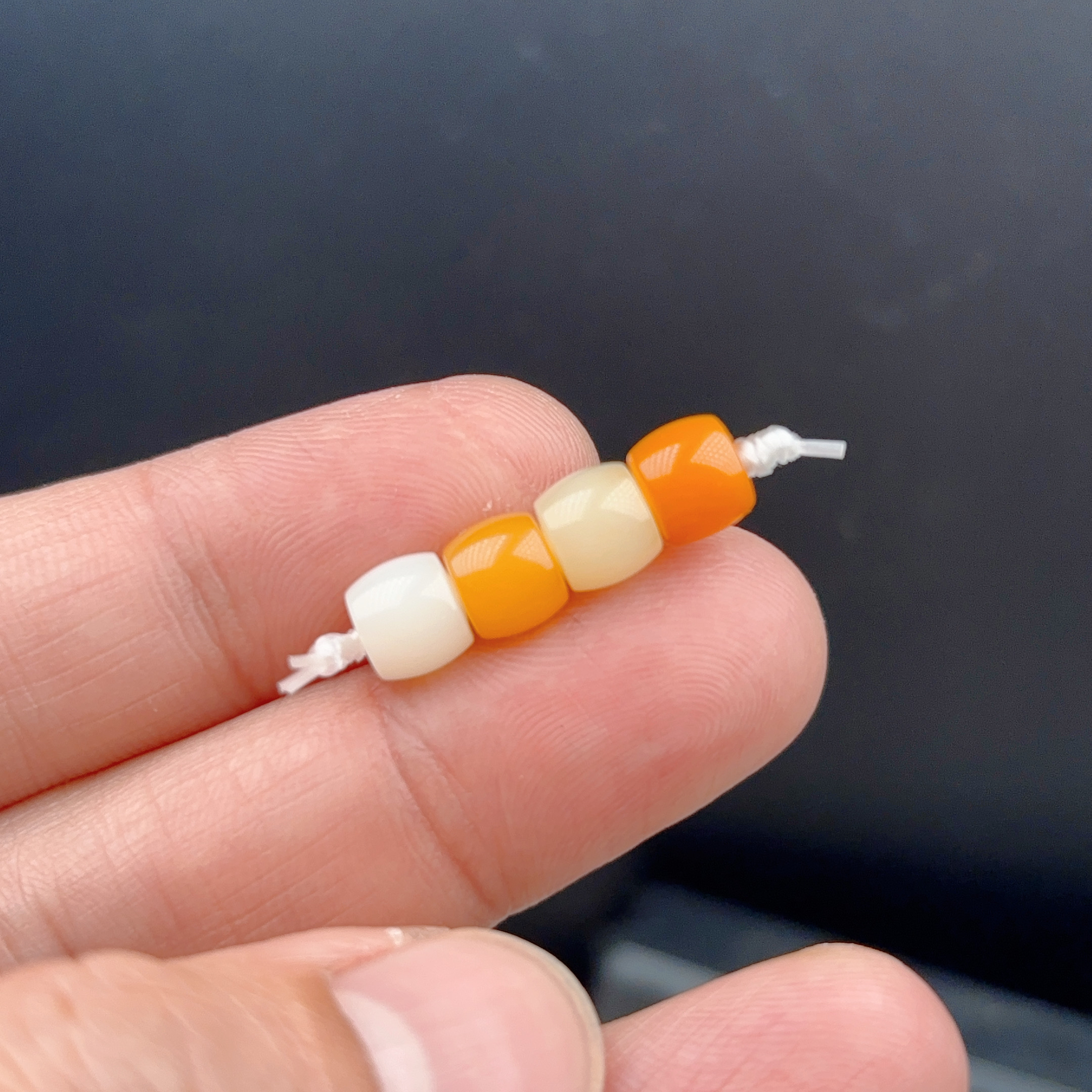 天然缅黄全玉化精工精品直切彩色多宝色配珠弟子珠DIY腰珠顶珠