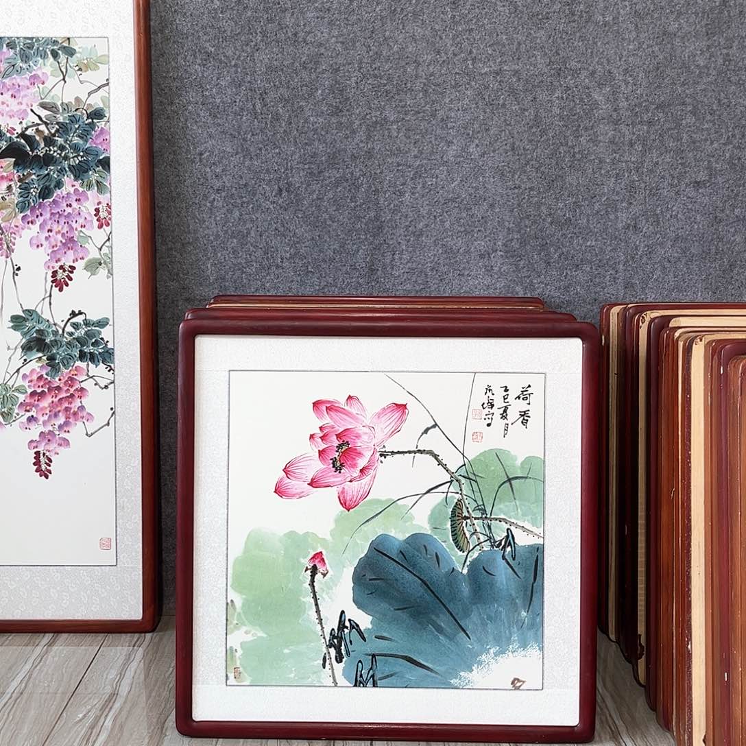 国画书画作品带框63×63