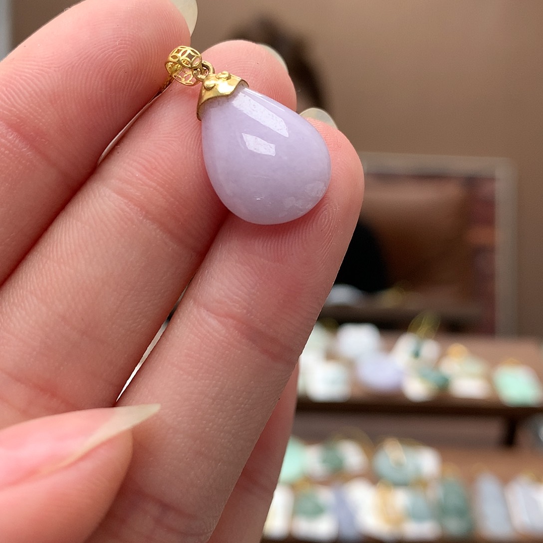 翡翠吊坠(不含链)18K金镶嵌