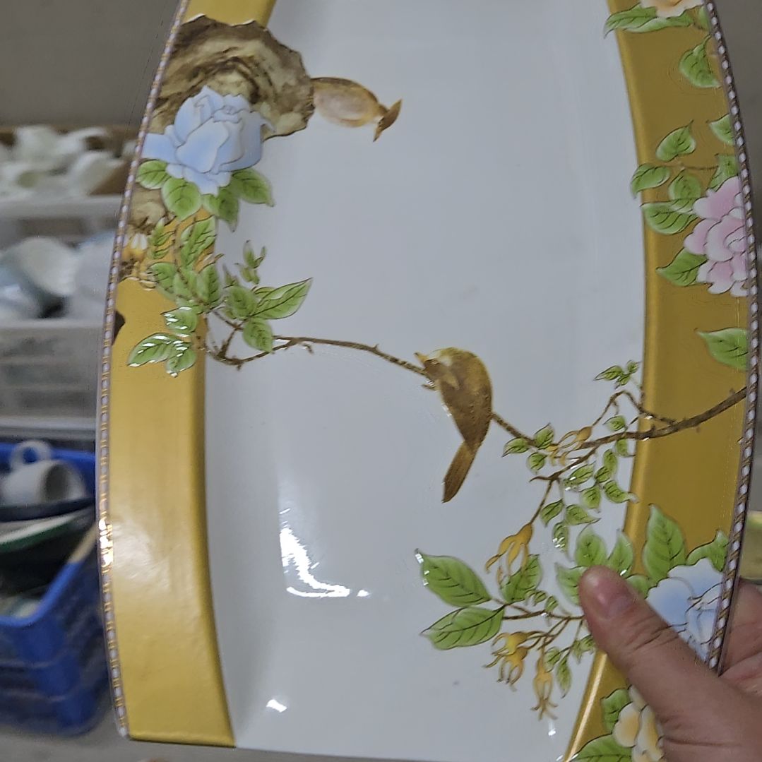 小***檬瓷片瑕疵变色琴瑟和鸣鱼盘一个666