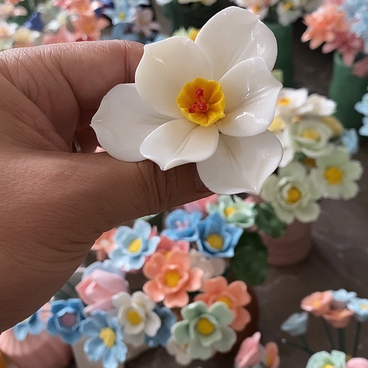 瓷片纯手工陶瓷花摆件1