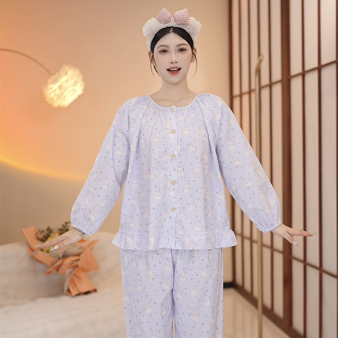 芙蓉世家【梦境】秋季新品纯棉100舒适家居服套装可外穿