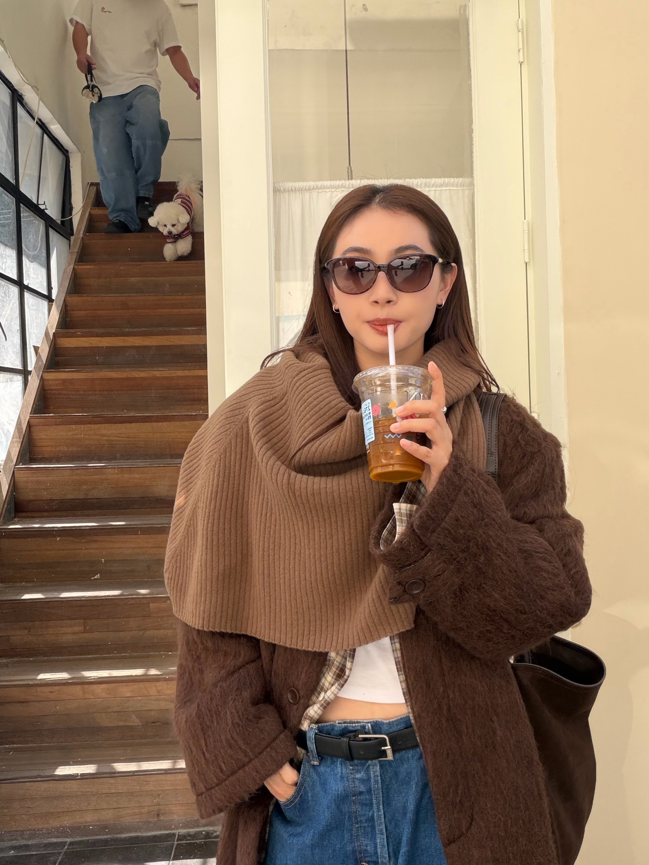 INAIEN自由领”100羊毛柔软亲肤复古松弛百搭堆堆领斗小披肩P8595 