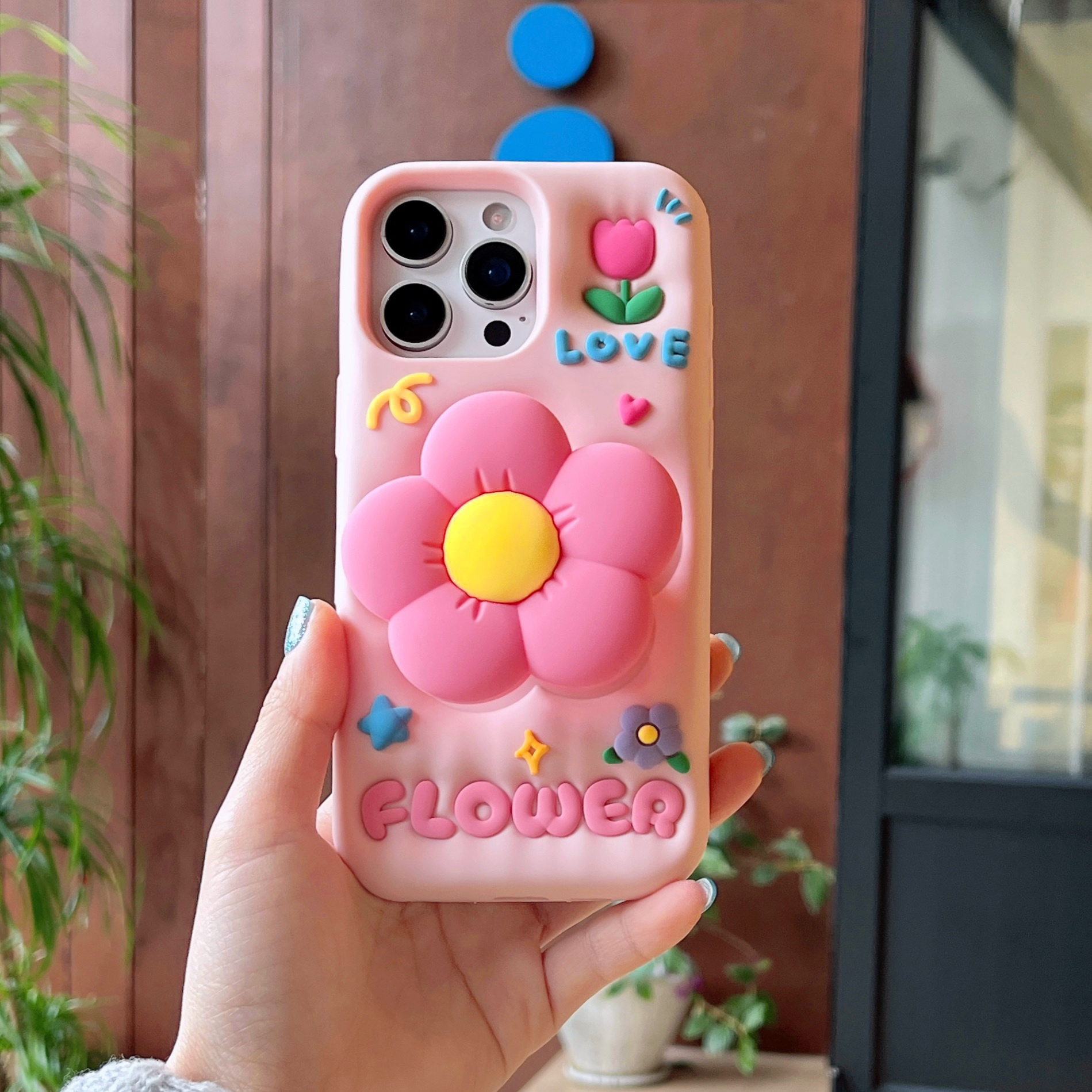 （苹果oppo华为vivo小米）支架花朵卡通适用iPhone17p硅胶手机壳