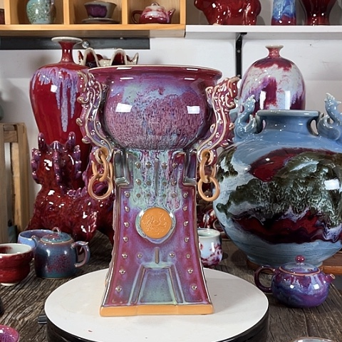 瓷片神垕镇钧瓷高33公分