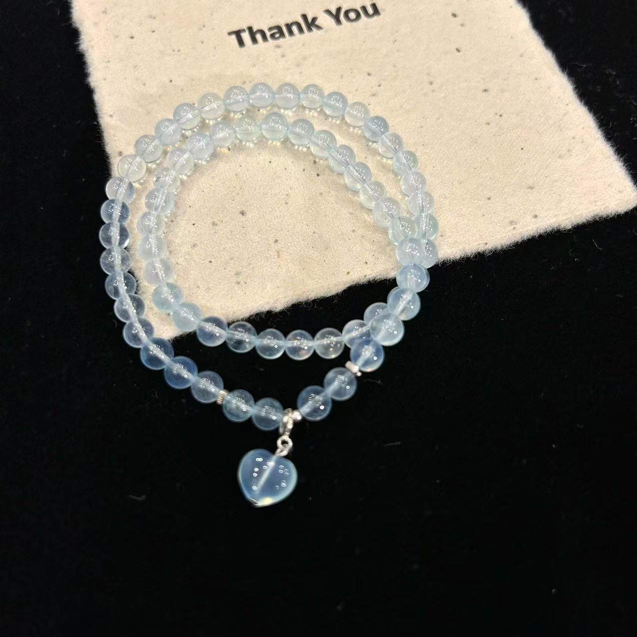 YIMI 天然海蓝宝双圈手链x916（5毫米）