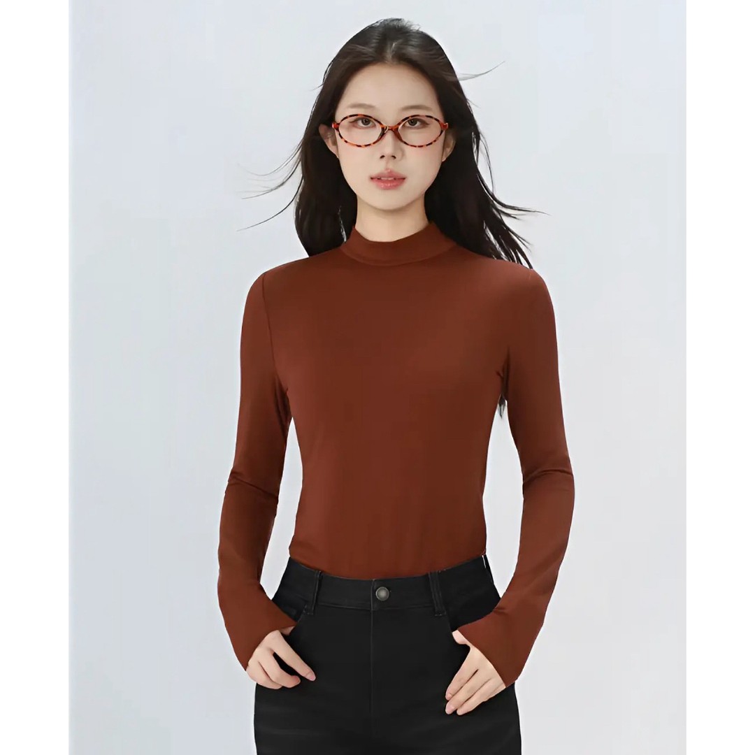 GIRDEAR/哥弟新款气质显瘦修身舒适纯色保暖发热打底衫130136 