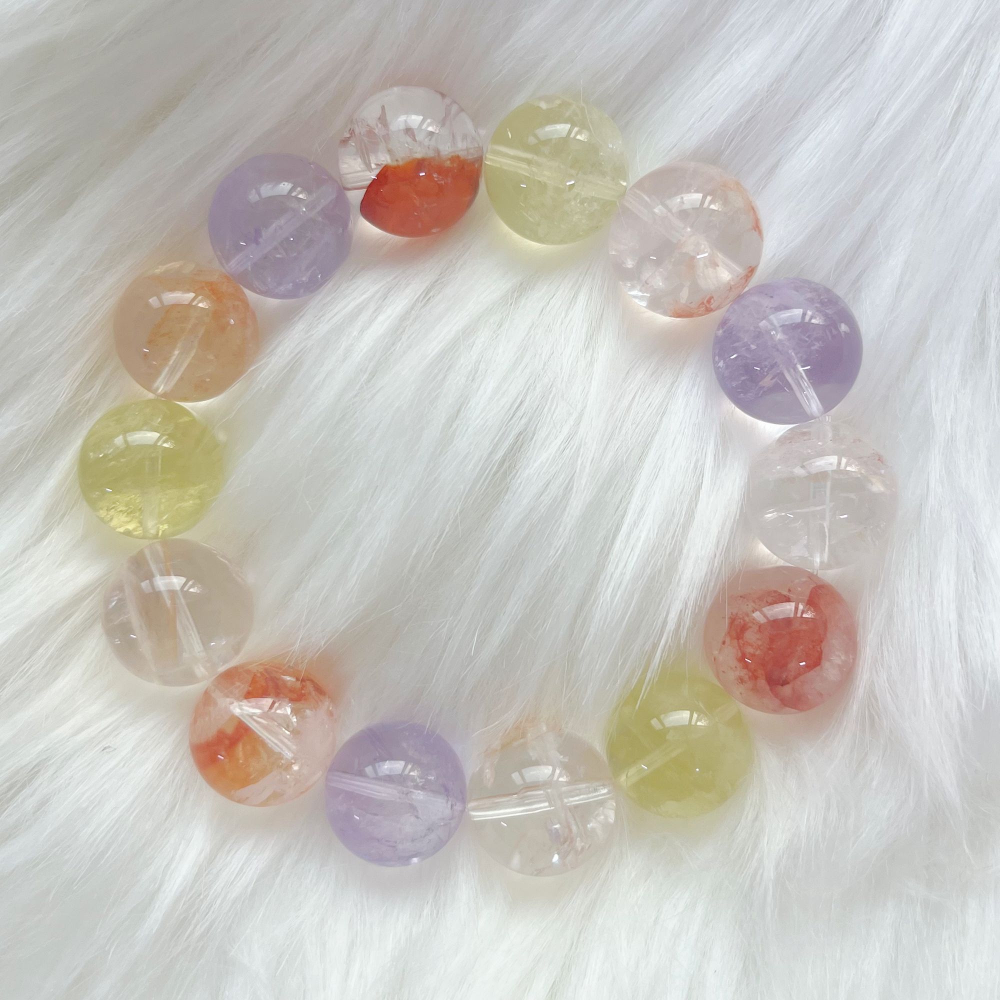 FJH01天然水晶粉胶花手链单圈小众设计款手串多样性发一