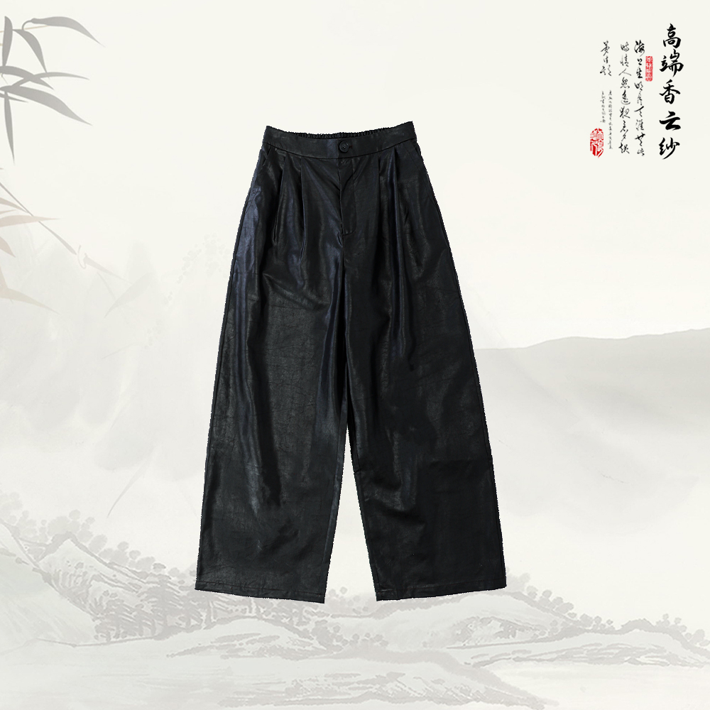 【皮子龟长裤】品牌新款香云纱时尚百搭松紧腰直筒裤52652