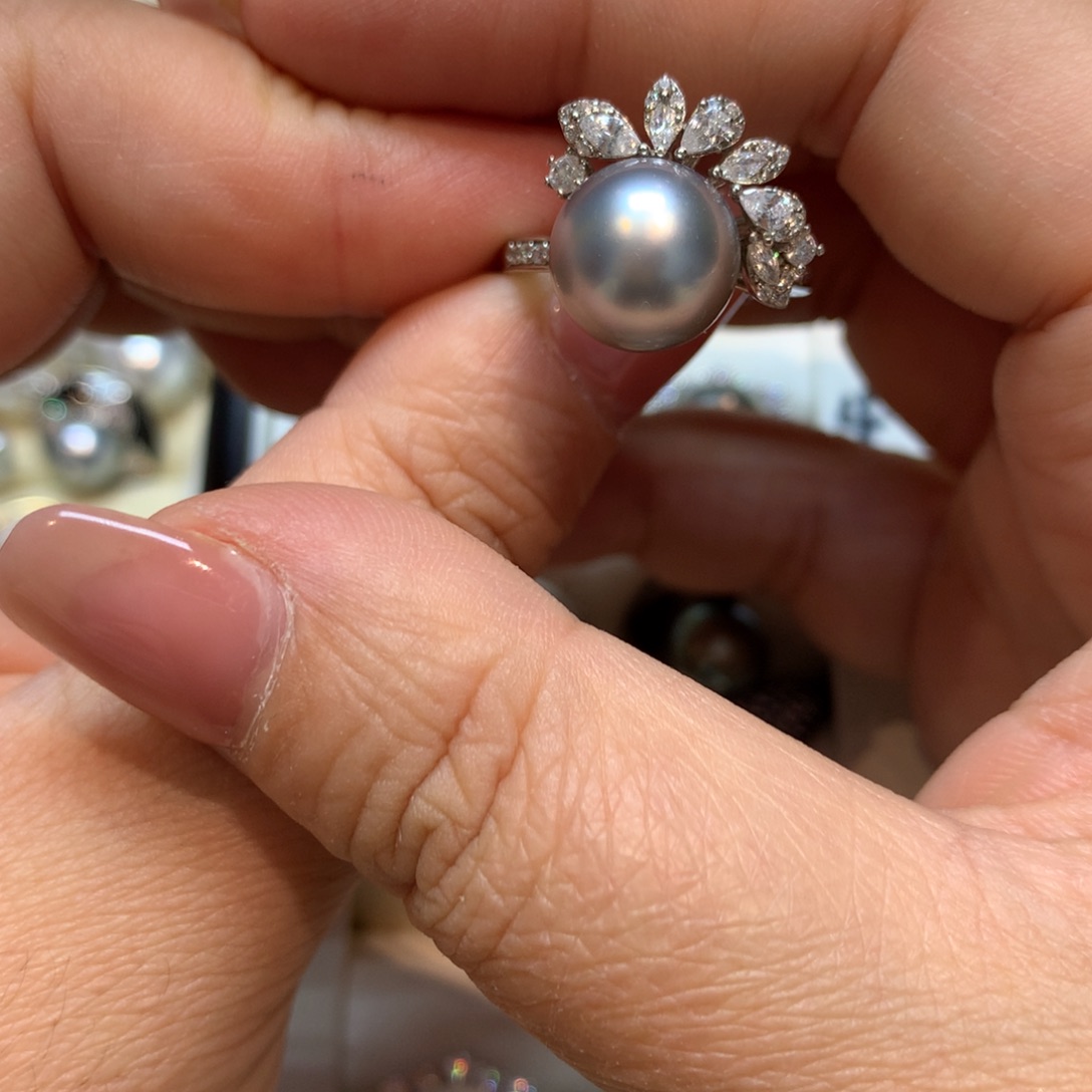 海水珍珠戒指银S925镶嵌
