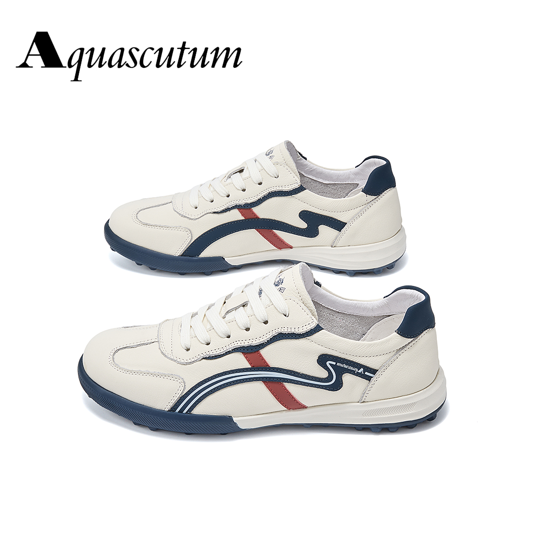 Aquascutum【英国百年品牌】百搭2025新款真皮时尚厚底休闲舒适男鞋