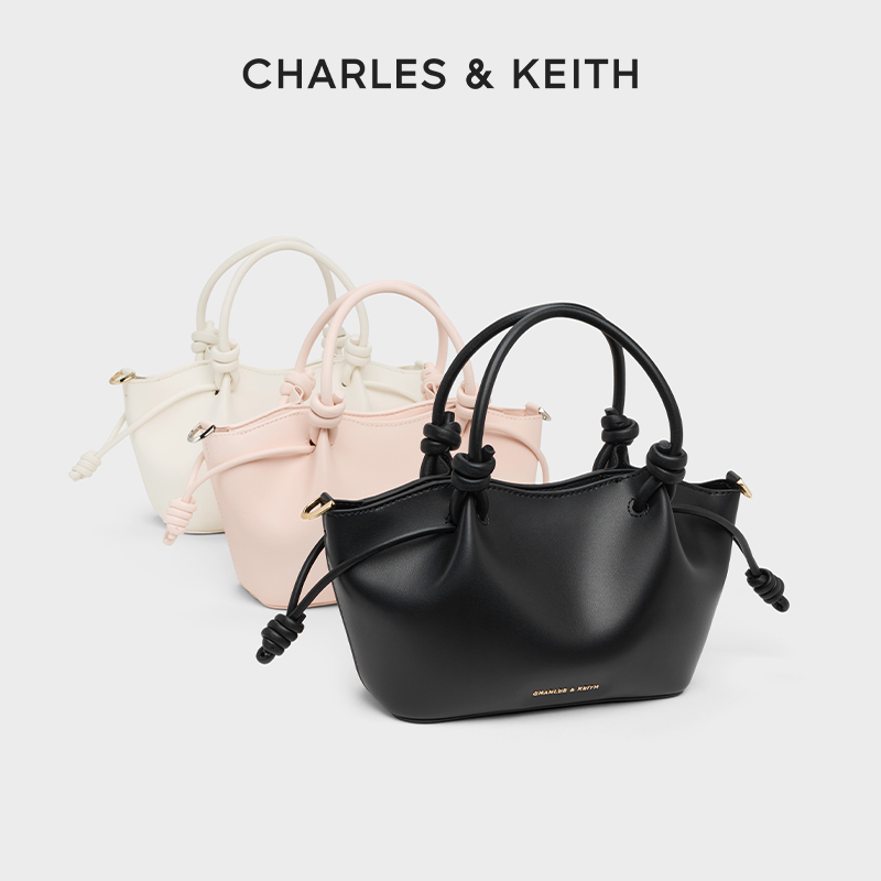 CHARLES & KEITH【商场同款】26春新款抽绳托特包菜篮子包30782804