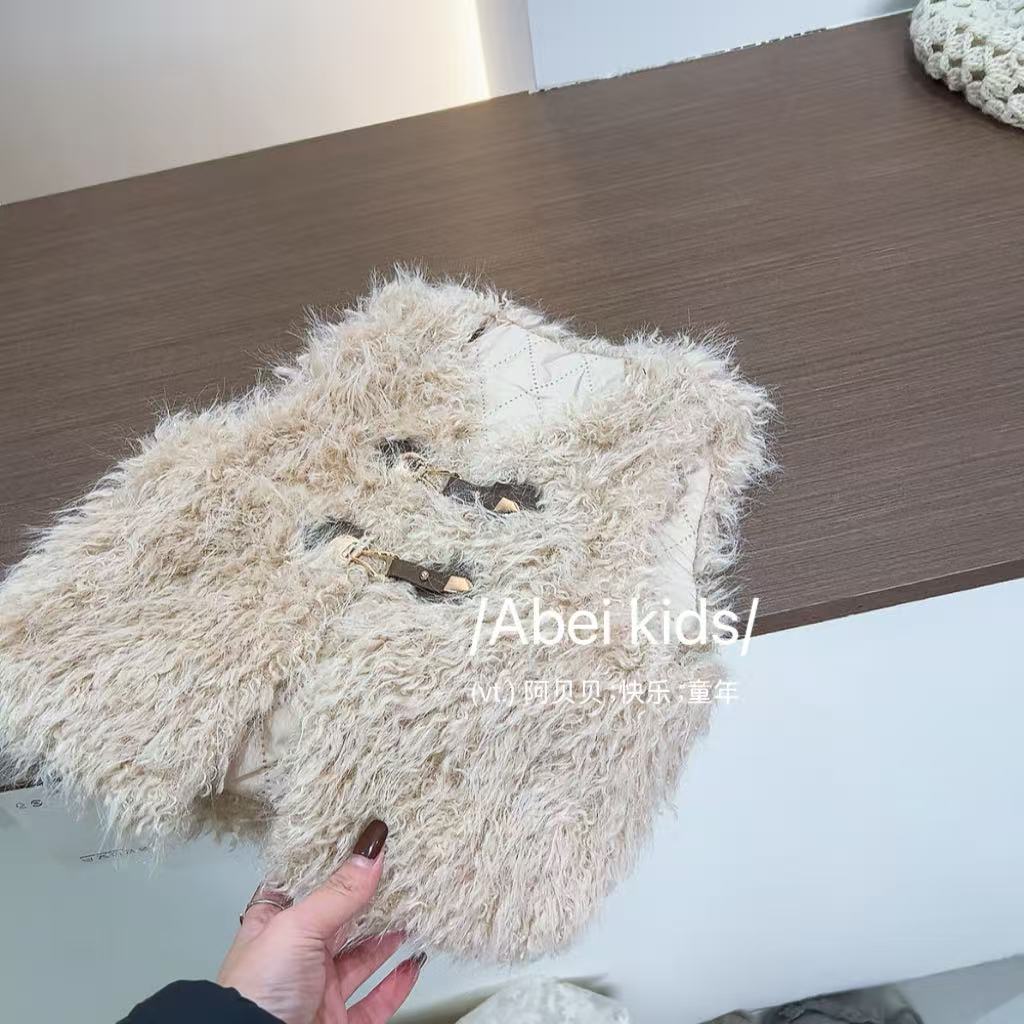 【P9】墨小铺卡其色羔毛马甲童装