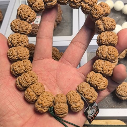 金刚菩提把件五星梅花板王手持，原皮原色，精挑细选