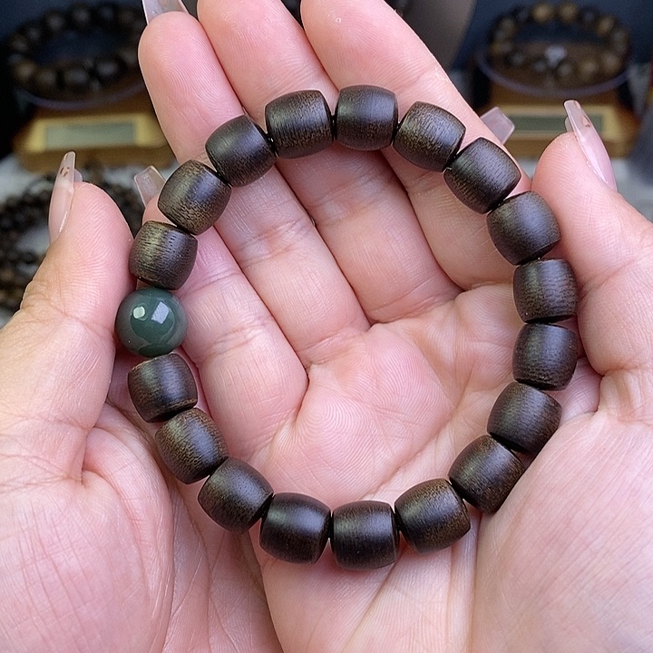 沉香手串越南芽庄白棋楠1.0桶珠