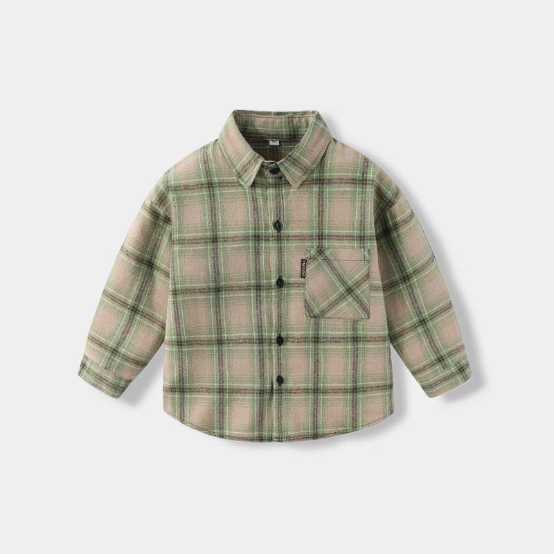 男童衬衣长袖儿童衬衫新款格子春秋女童亲肤舒适儿童衬衣上衣内塔