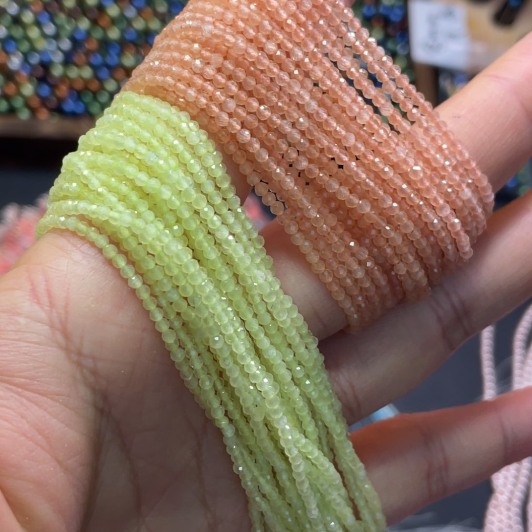 2mm拉丝猫眼手工刀马旦配珠米珠2色10条