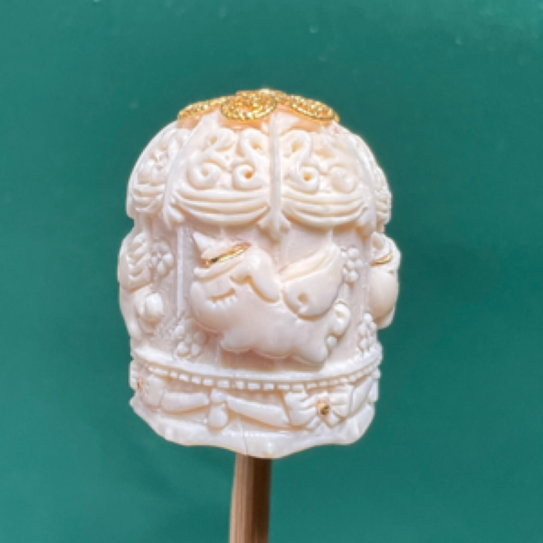 天然猛犸牙雕刻配饰旋转木马