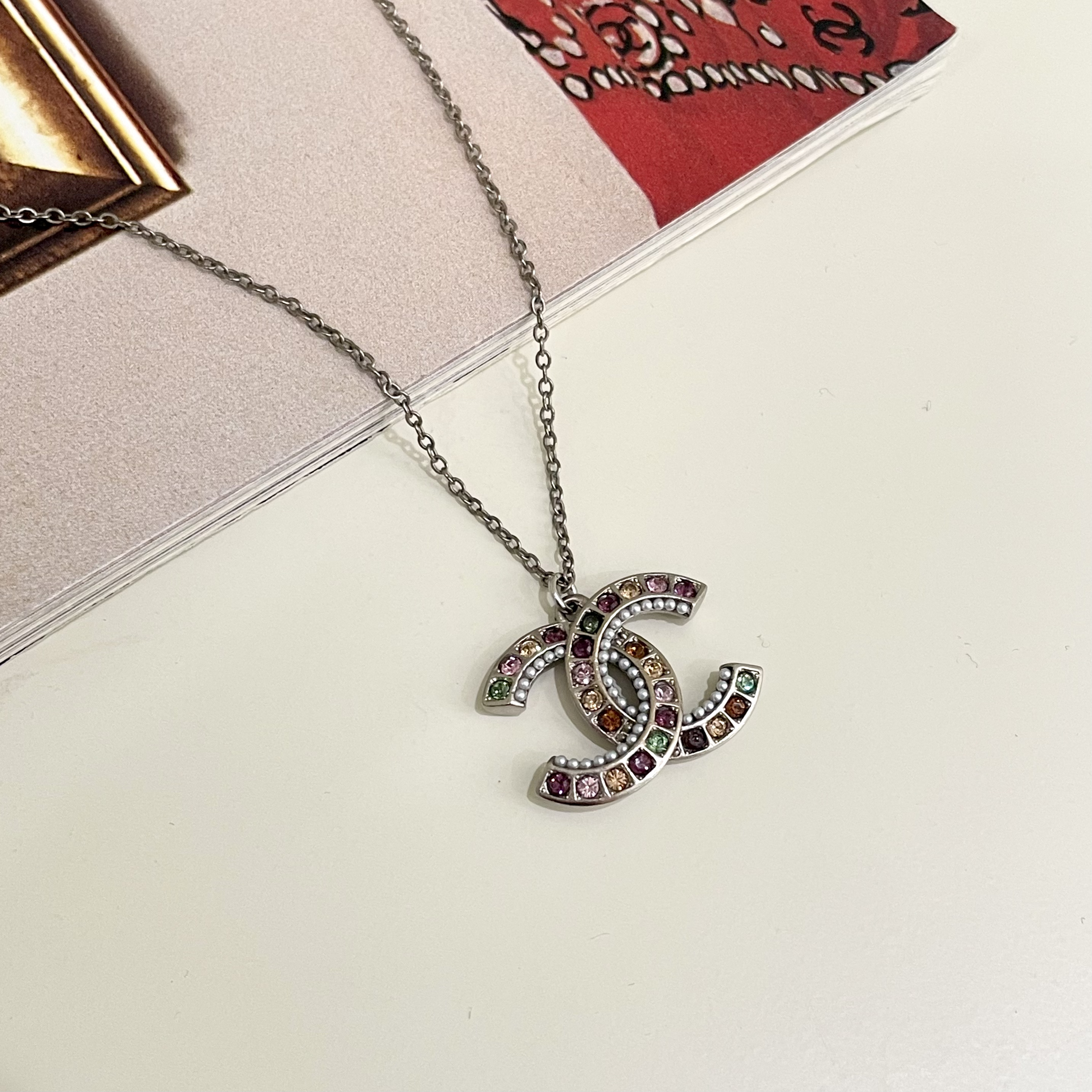 95新 Chanel/香奈儿 彩钻双C项链 YU76029136 