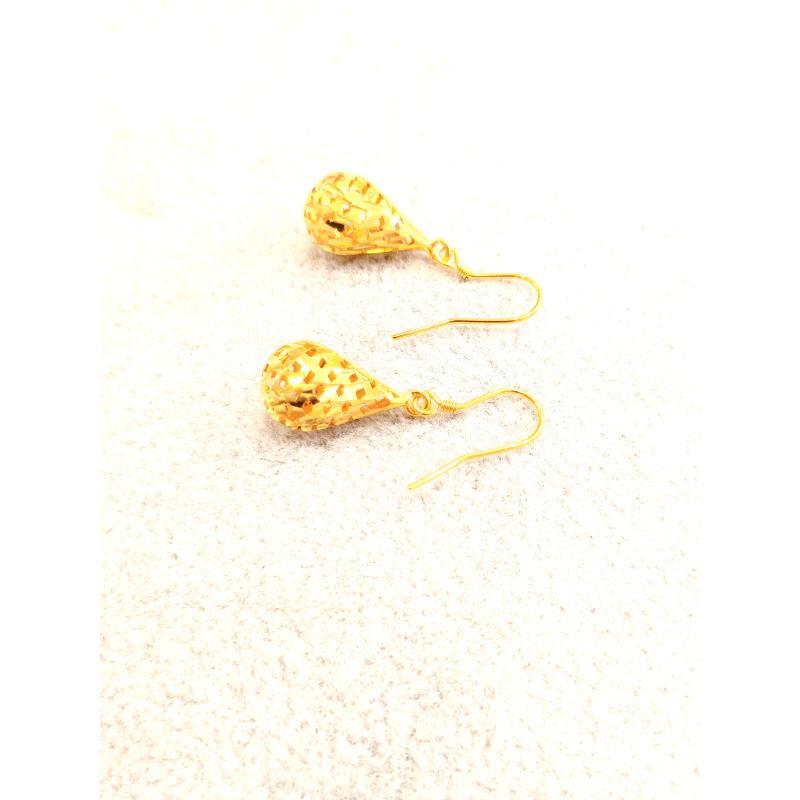 足银耳饰 镂空水滴耳钩