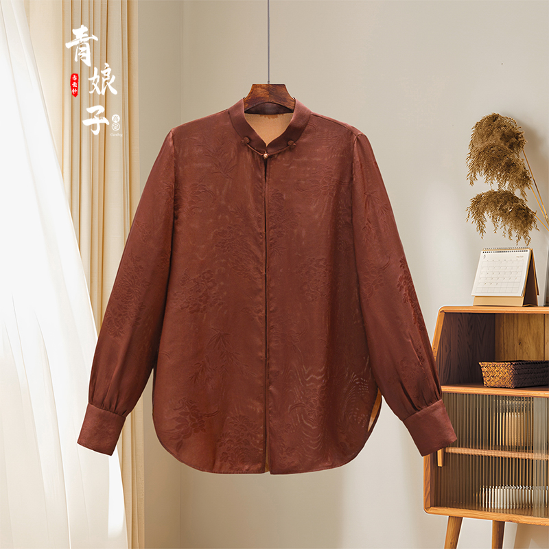 青娘子红云纱（花钿）提花花萝国风新中式气质百搭长袖开衫60204