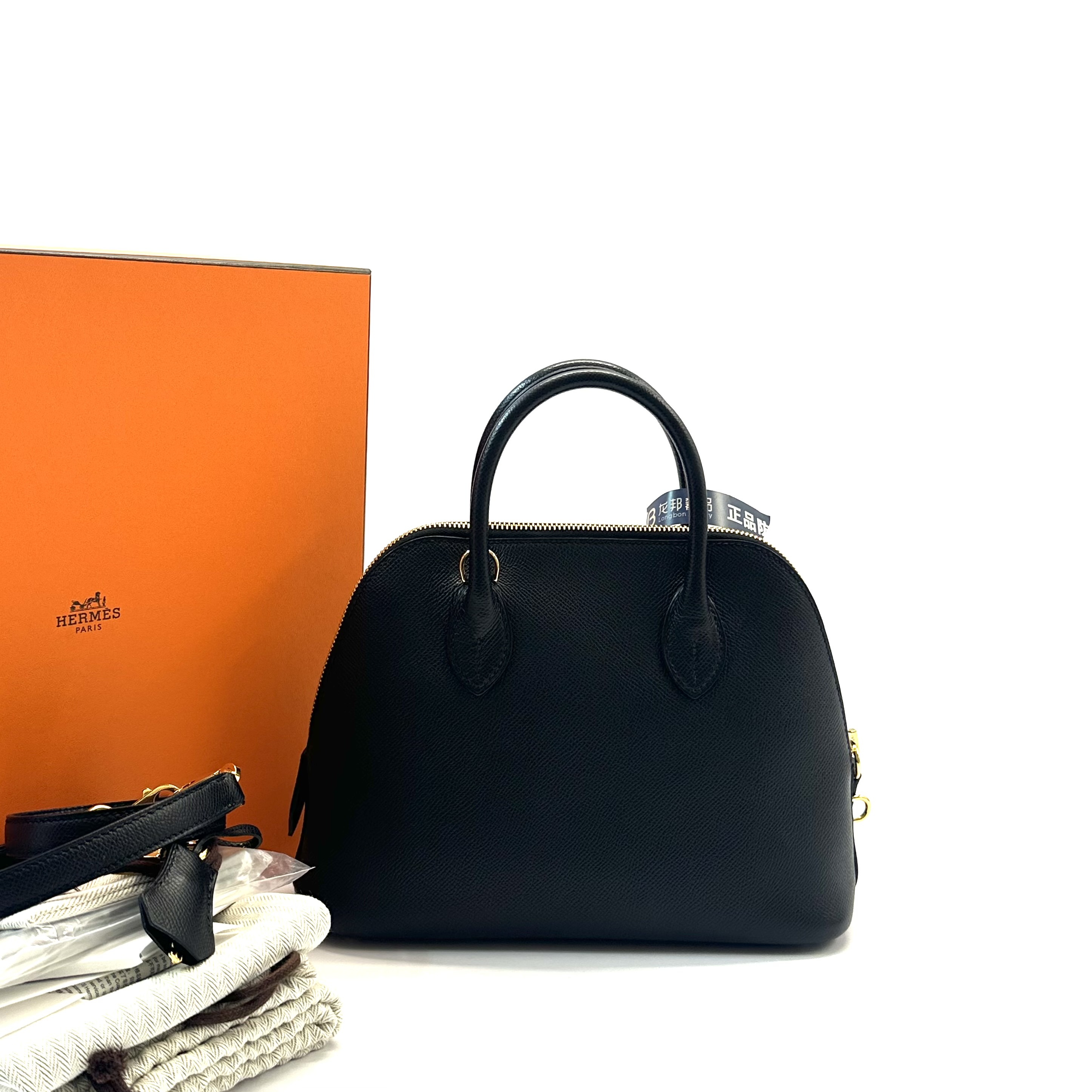95新 Hermes/爱马仕 98新 bolide 黑色金扣保龄球  B刻 epsom皮