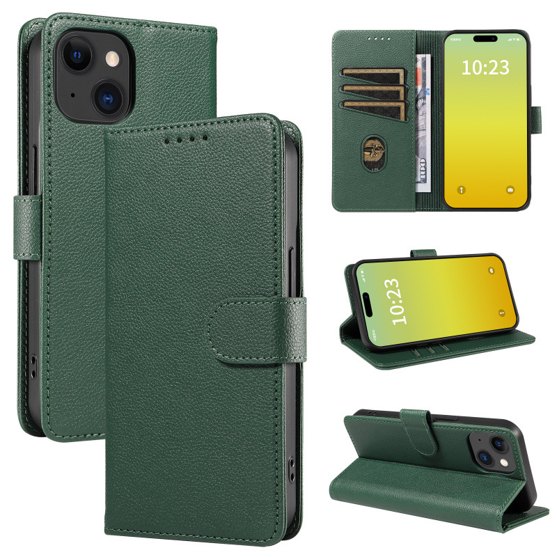 适用iPhone17PM多款机型的翻盖插卡手机皮套保护壳钱包款