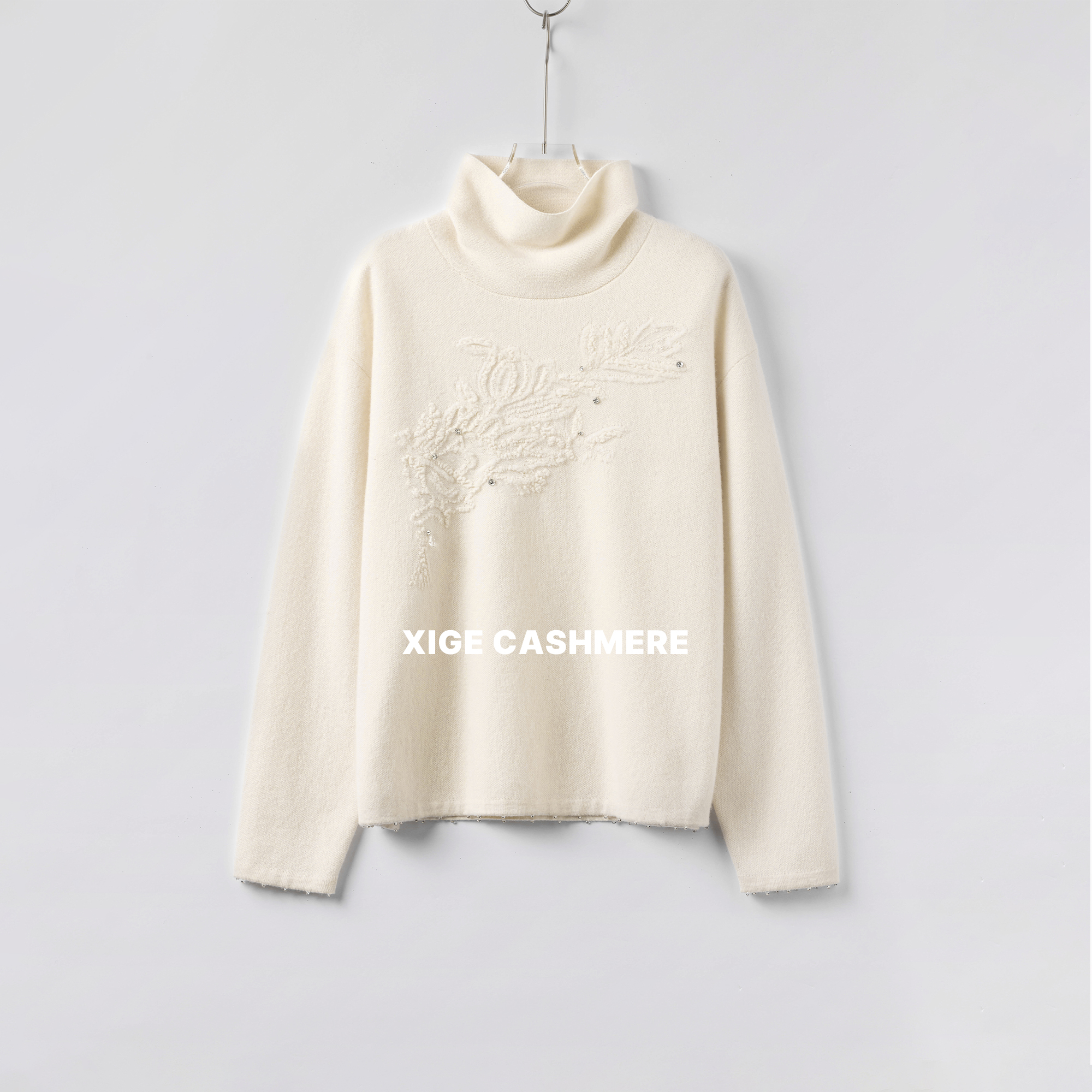 沿海【安迪】喜歌 秋冬女士丝羊绒高领长袖套头针织衫 8118