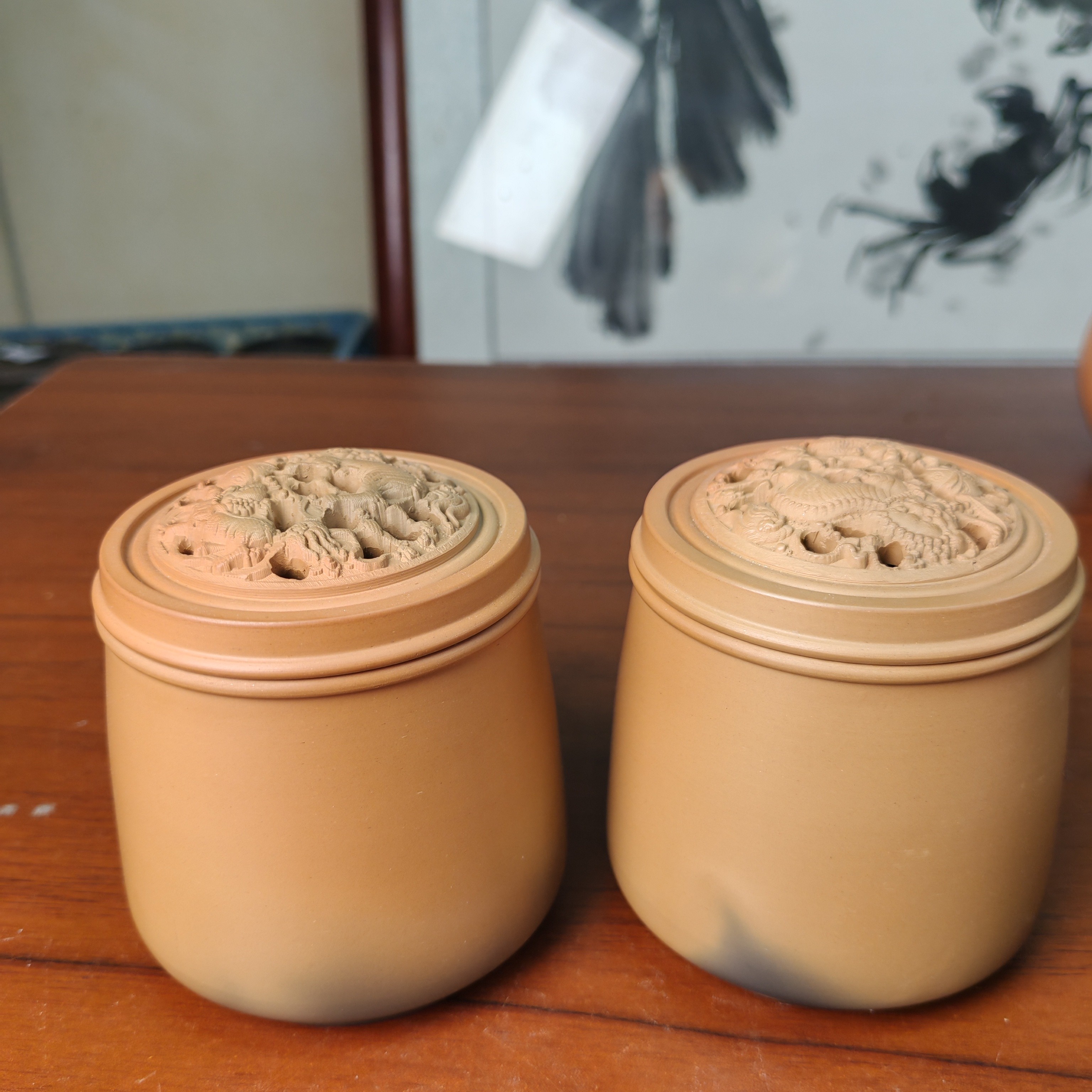 仿清连辅鸣黑虫叫罐泥制蒙心