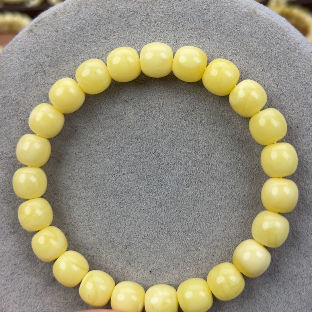 蜜蜡未镶嵌手串纯天然俄料奶白极限弧高桩9.5*9