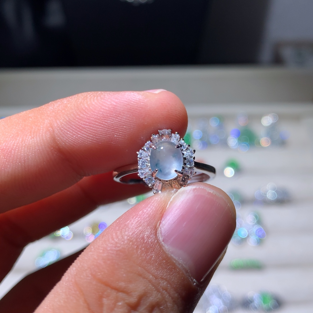 翡翠银S925镶嵌耳饰19