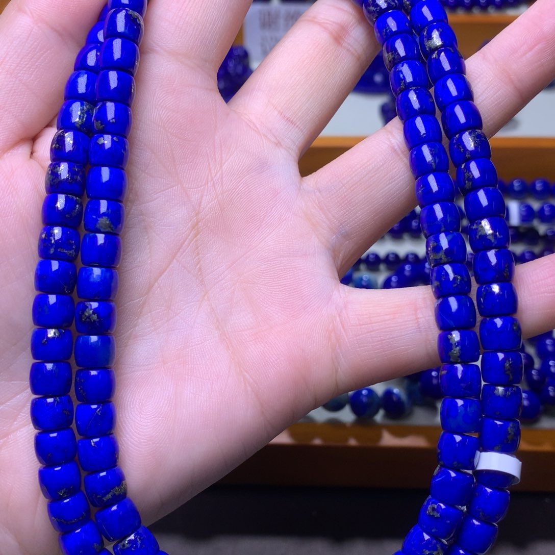 青金石手链未镶嵌7mm直切多金7222