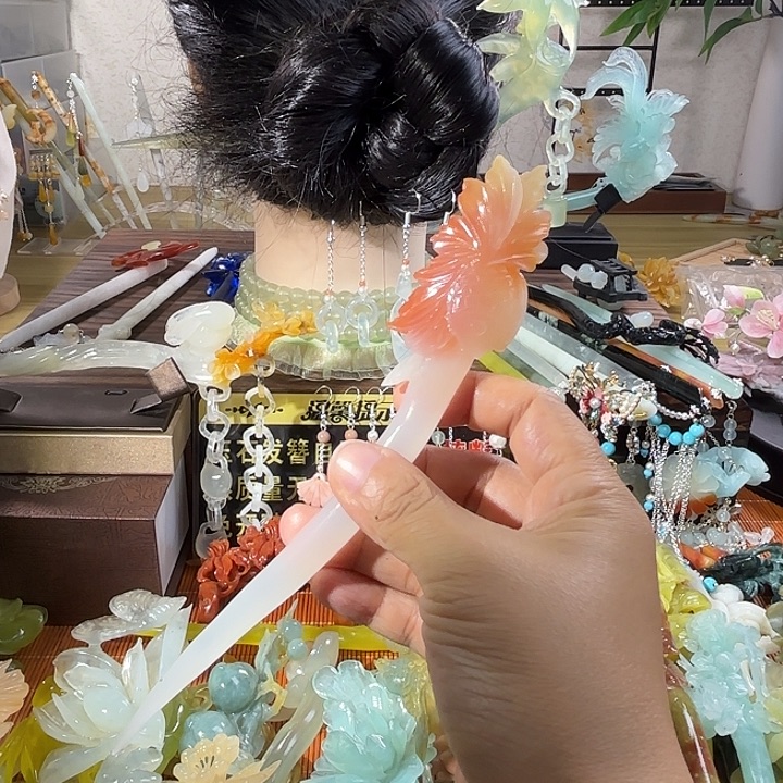 蛇纹石玉合金发饰