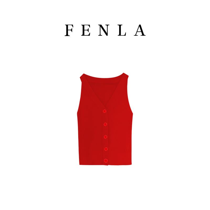 【惠姐私服】设计感V领单排扣马甲修身内搭背心 83658
