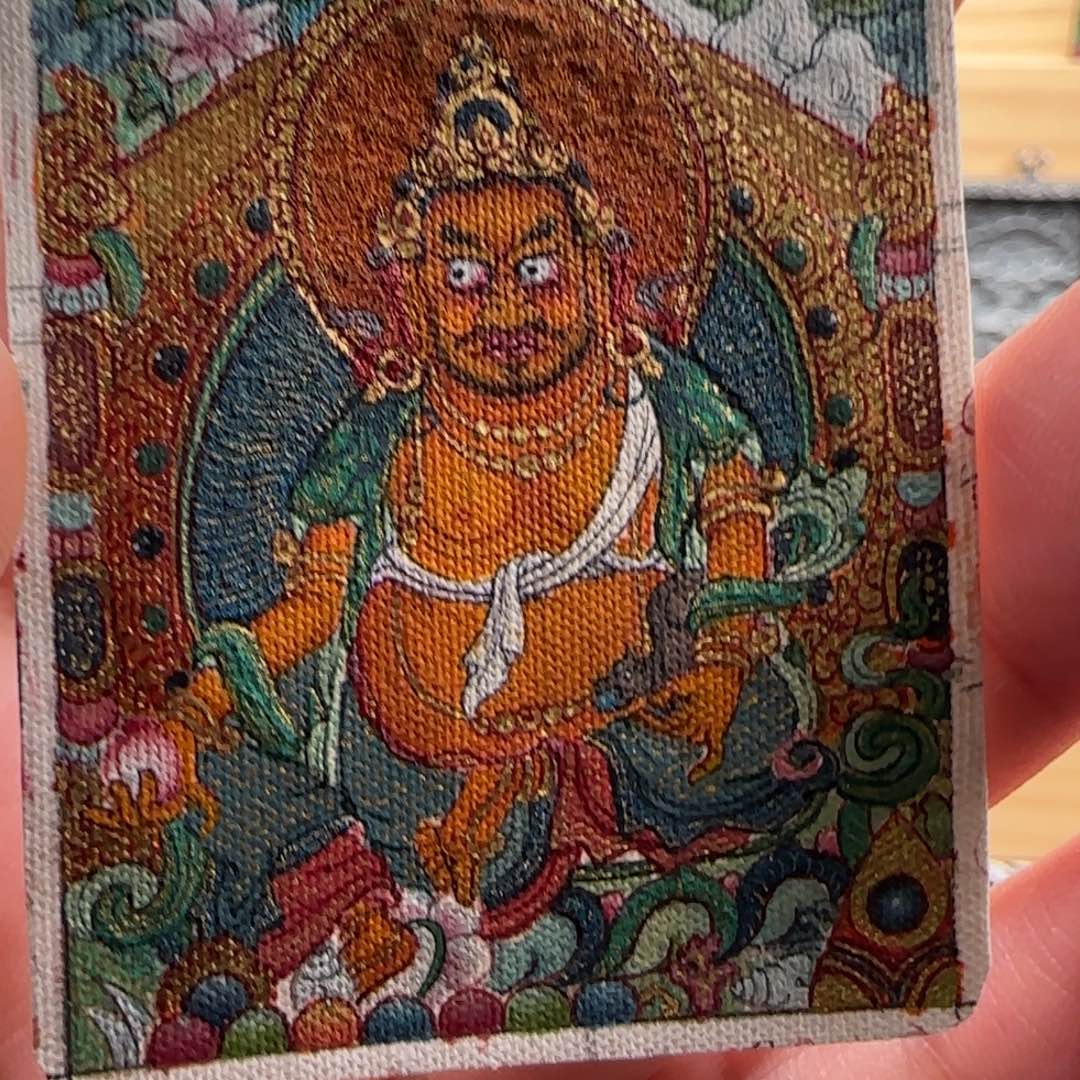 吊坠纯手绘黄财小唐卡