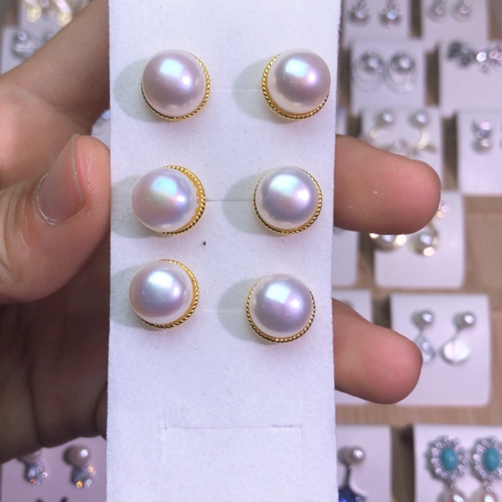 淡水珍珠耳饰银S925镶嵌