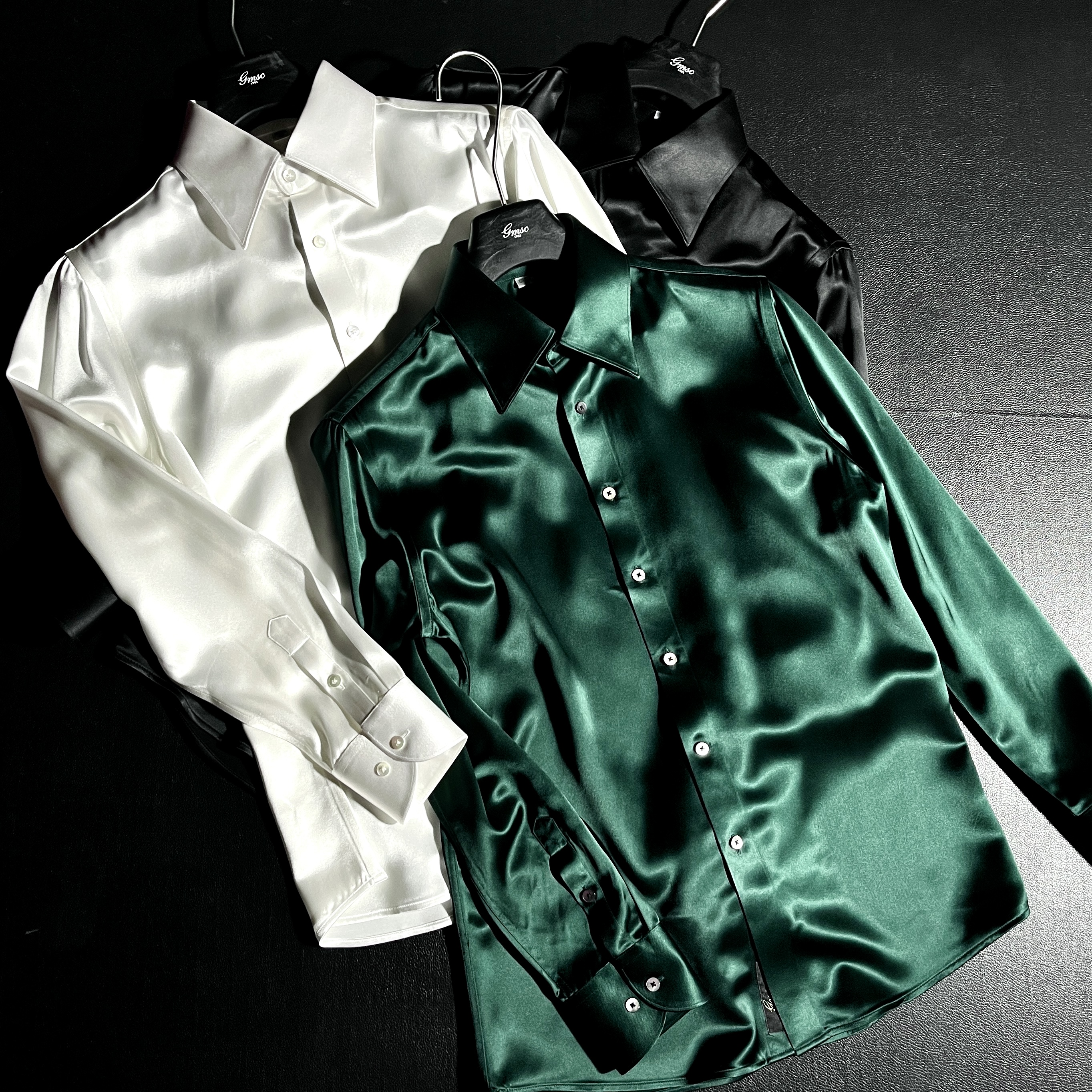 XX【黑标】50姆米重磅醋酸男士衬衫#C8808意式领贝壳扣丝滑凉爽套装