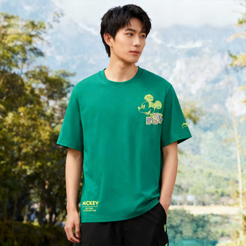 LI-NING/李宁迪士尼米奇联名男子短袖T恤24夏季新品文化衫AHSUA75