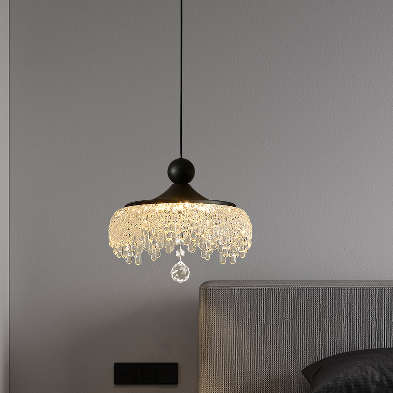 法式中古风可升降餐厅吊灯卧室床头小吊灯创意水滴过道走廊高级感