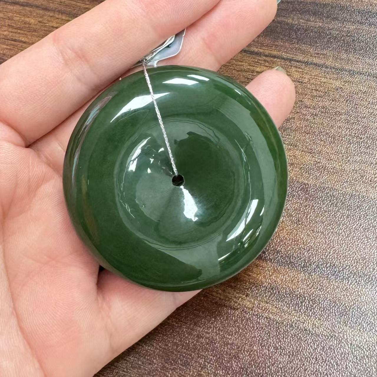 KJ-A1G1408和田玉碧玉天然玉石平安扣吊坠（约50mm直径）
