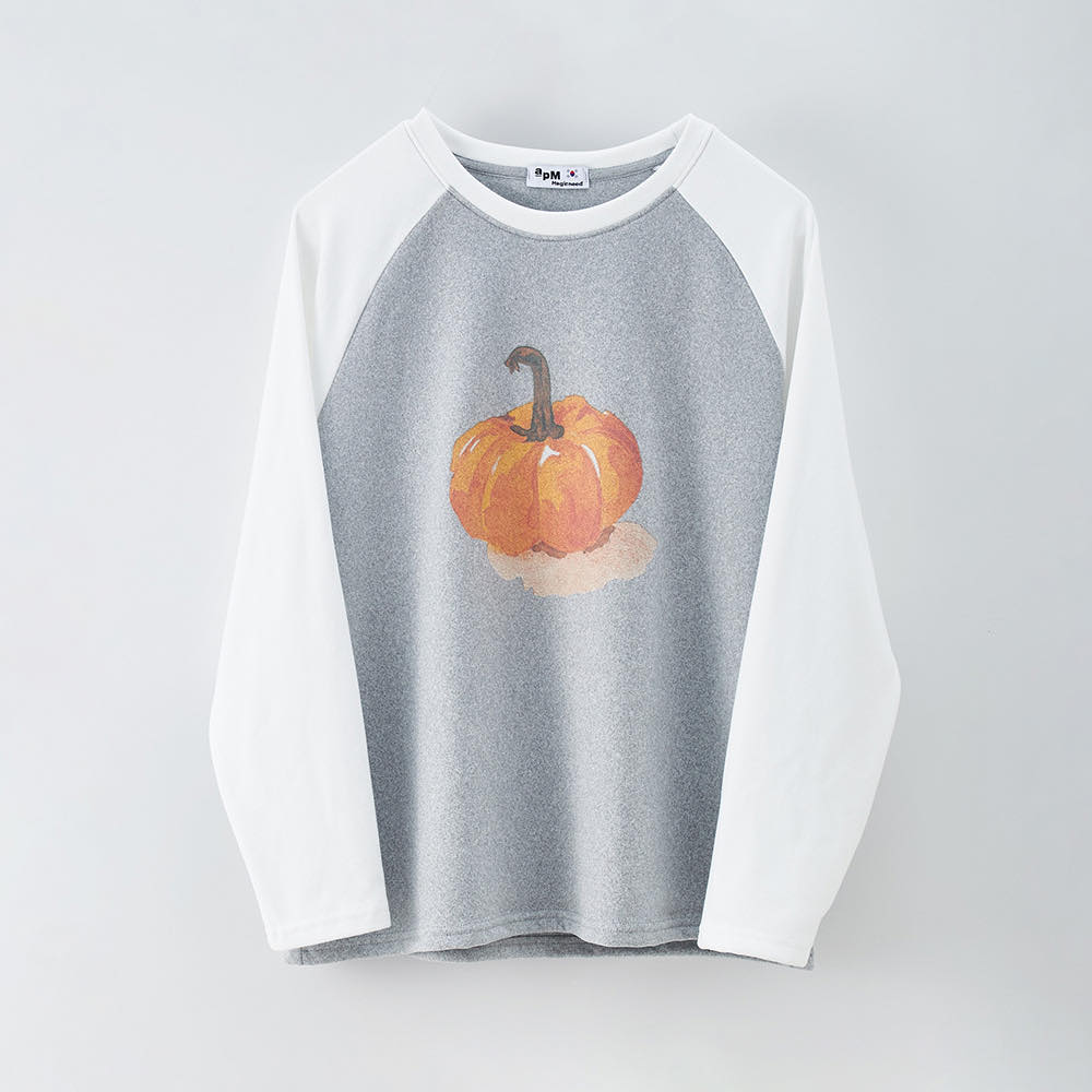 0486【冬季新款】磨毛南瓜拼色插肩长袖T恤（1058）