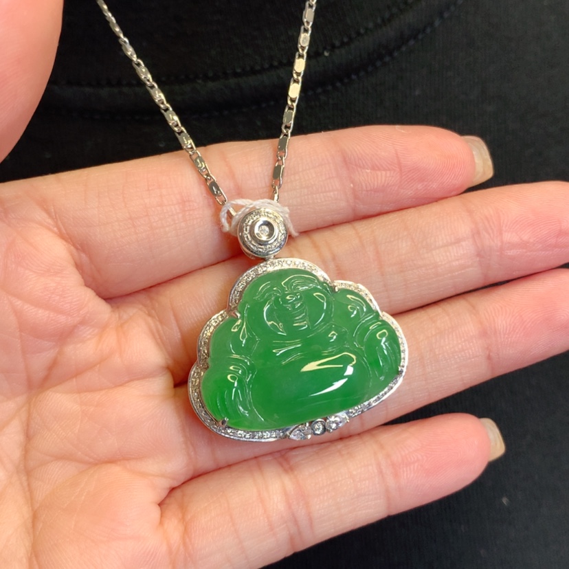 【闪购商品】翡翠18K金镶嵌吊坠(赠链)佛公