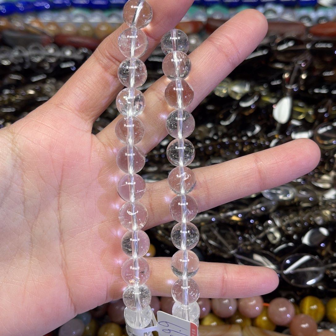 玛瑙/玉髓散珠白水晶卡10条