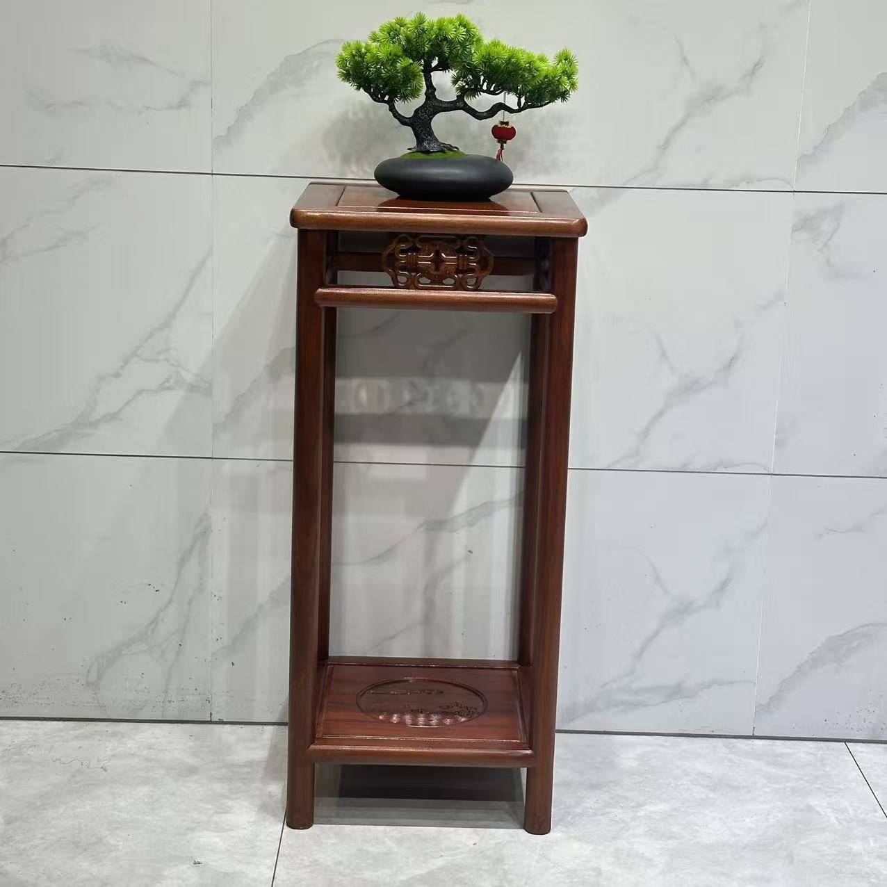 花梨木中式全榫卯红木花架室内盆景置物架尺寸36*36*80cm