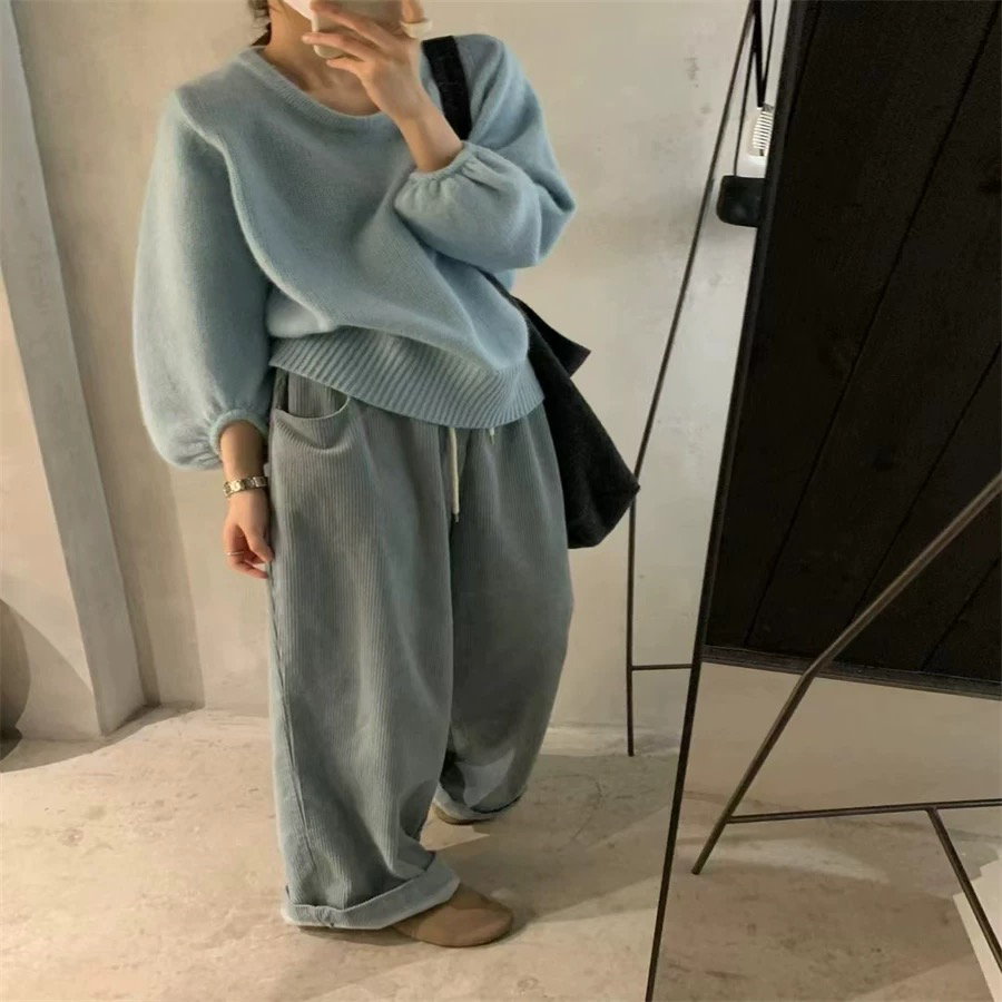 冬季条绒裤子韩版直筒秋冬宽松高腰百搭