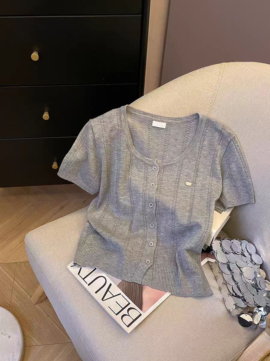 短袖水洗套头款显瘦夏季毛针织衫洋气紧身百搭御姐风