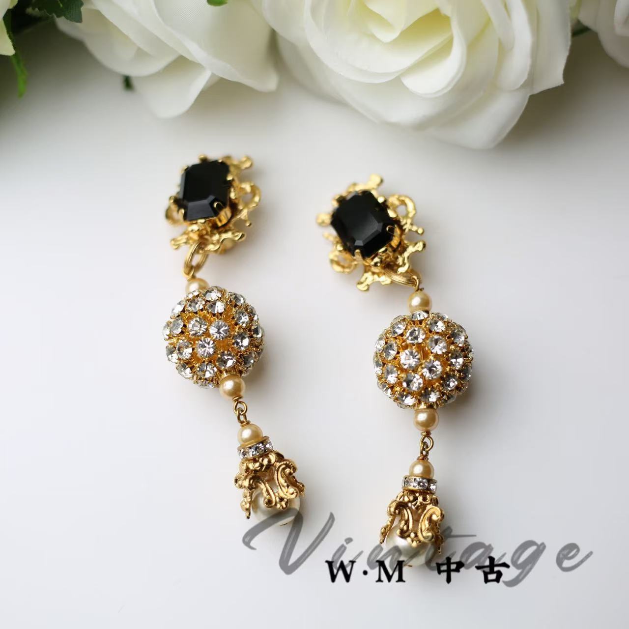 铜合金耳饰 W·M中古-Gavilane（法）扫肩耳夹