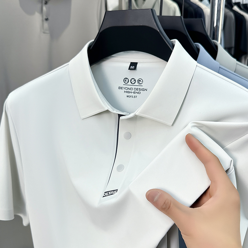 【无痕冰丝穿上即凉】凉感短袖t恤男翻领polo衫夏季2025新款半袖